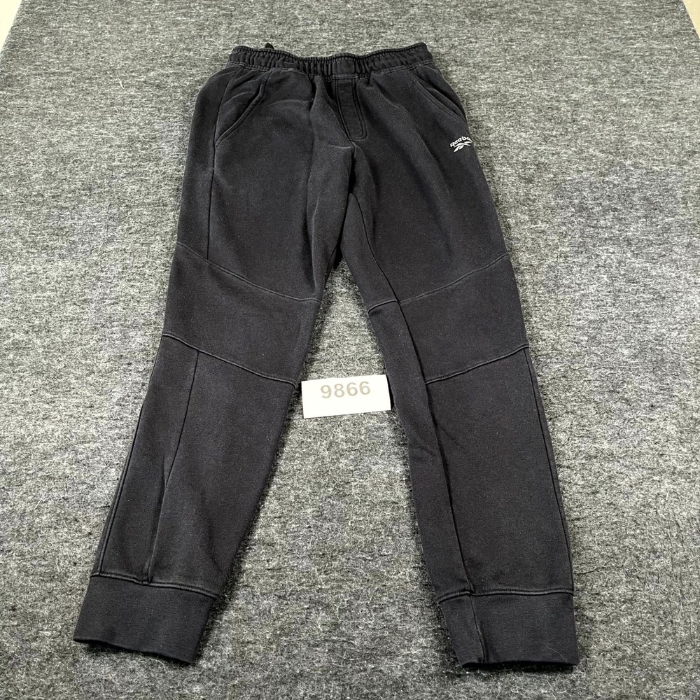 Reebok Sweatpants Mens‎ Small Black Fleece Cotton Tapered Leg Activewear Gym